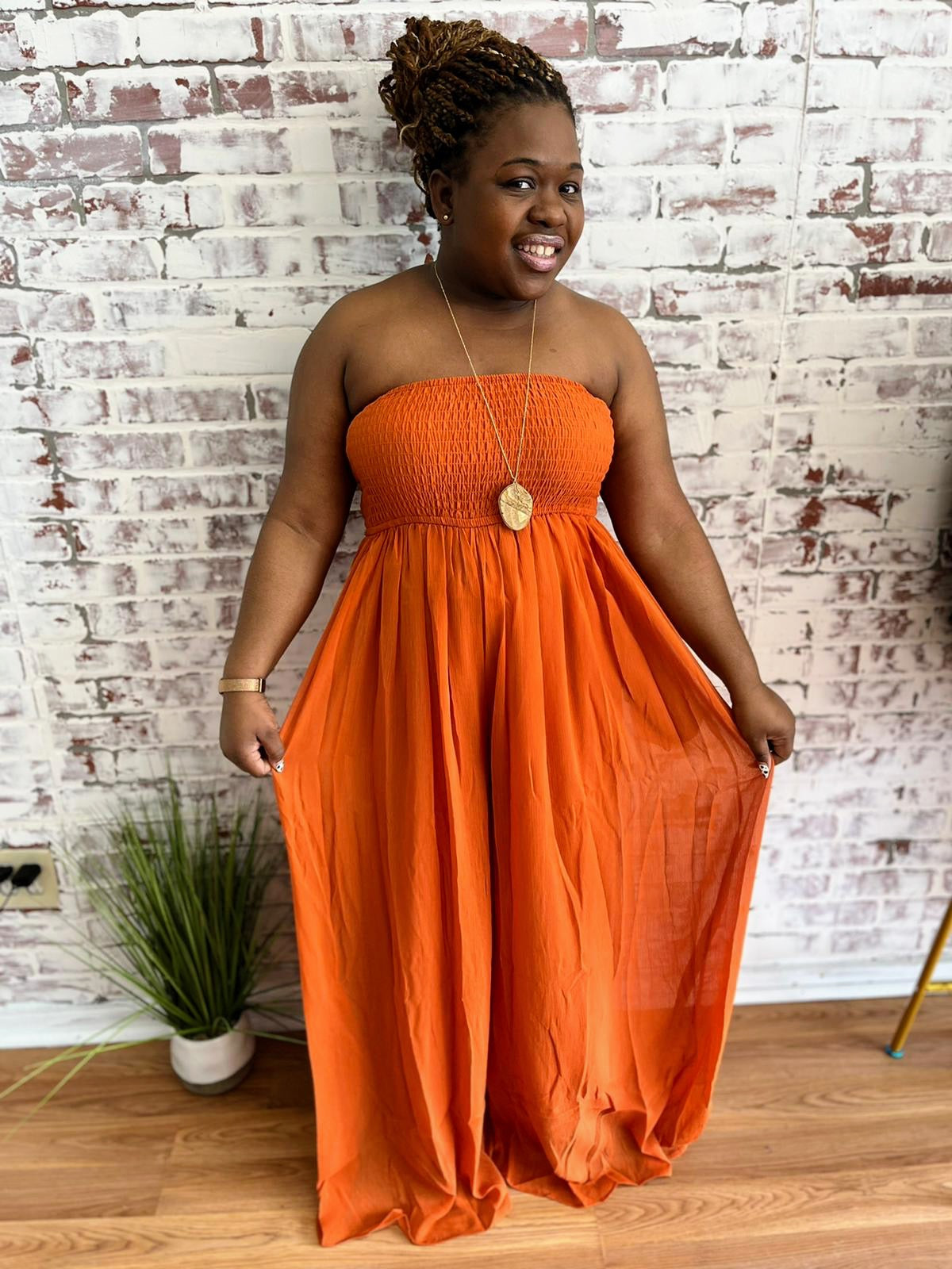 Plus size shop orange romper